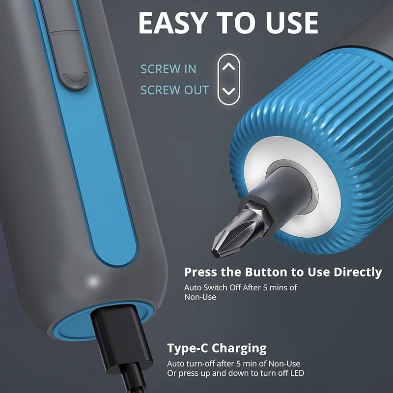 Tilswall 4V W122 Cordless Electric Screwdriver Featuring 10N.m High Torque, 260 RPM Speed, Lightweight Design and Rechargeable Battery Operation — 3 of 5