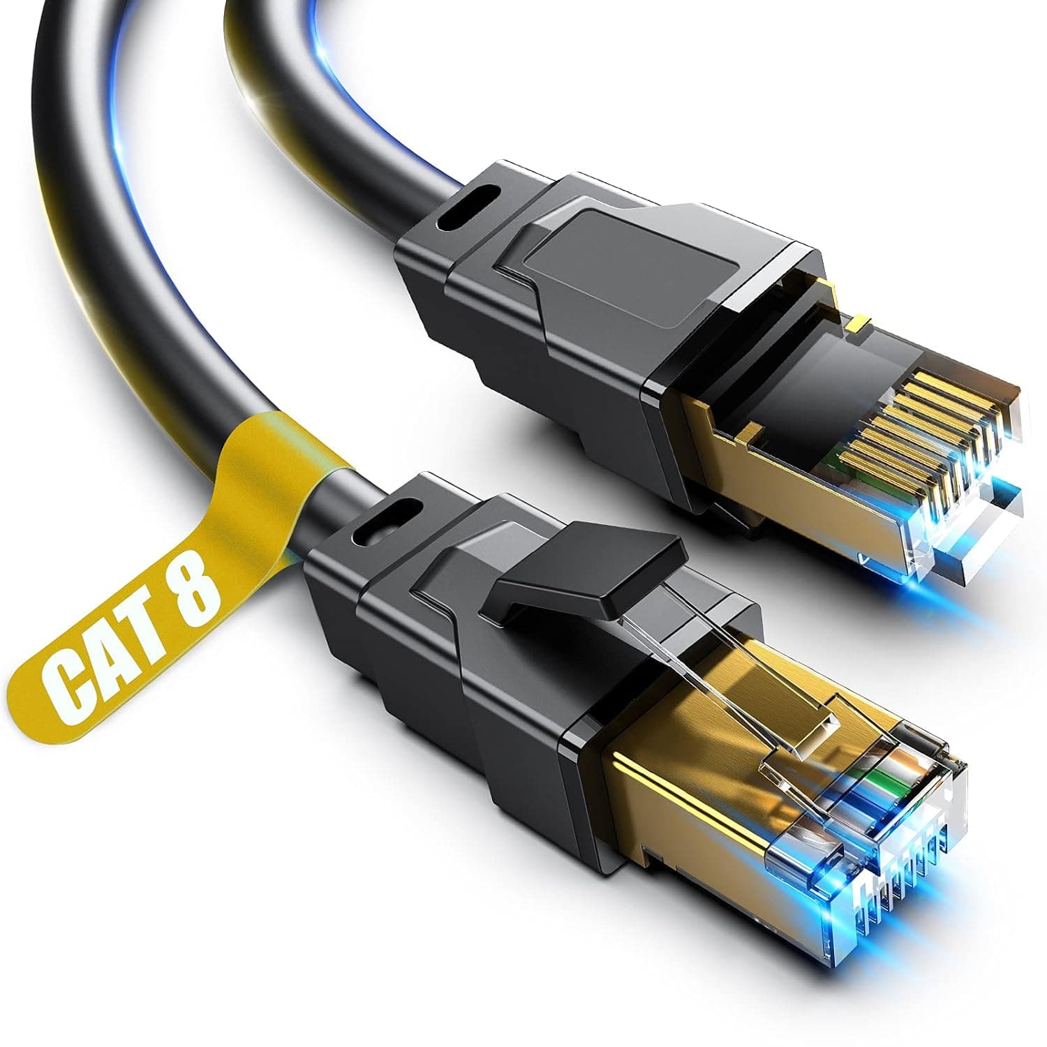 Cat8 Ethernet Cable 6ft with 40Gbps High Speed Data Transfer, 2000MHz Bandwidth, Gold-Plated RJ45 Connectors and Heavy Duty Braided Nylon Shielding — 1 of 5