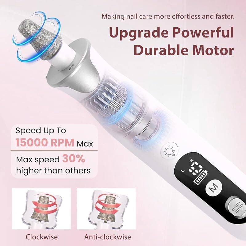 ZABOUL Electric Nail File Cordless Nail Drill Machine for Professional Home Salon Care with Rechargeable Design and Ergonomic Lightweight Body — 3 of 5