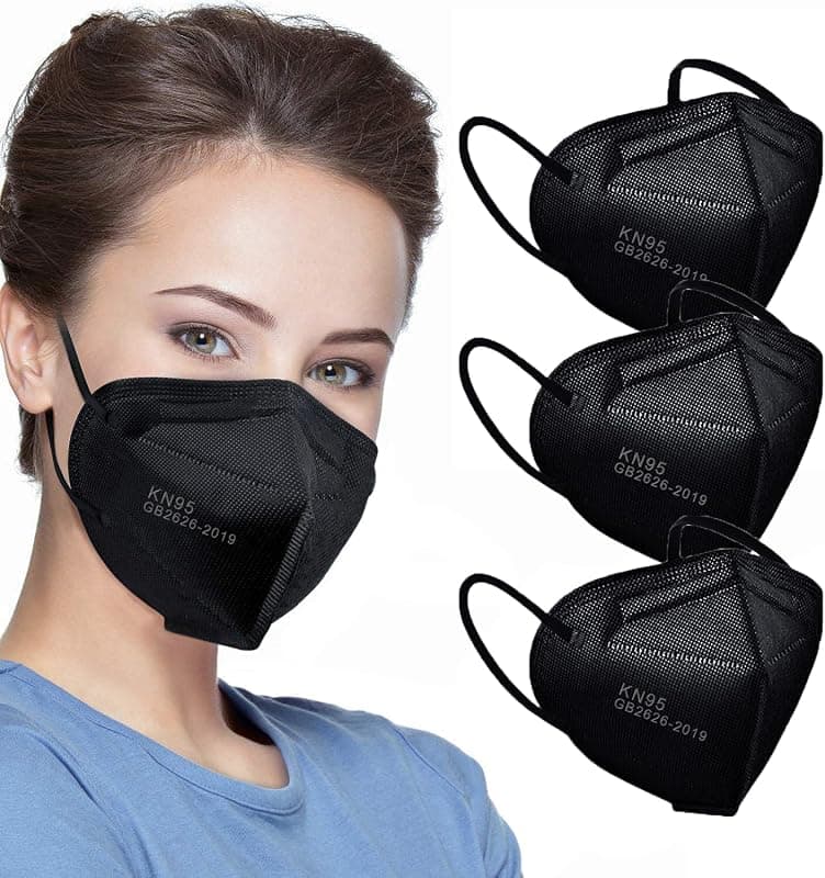 LEMENT 50pcs KN95 Face Mask Black 5-Layer Filter Greater Than 95% Cup Dust Safety Masks with Comfortable Fit and Breathable Protection Design — 2 of 5