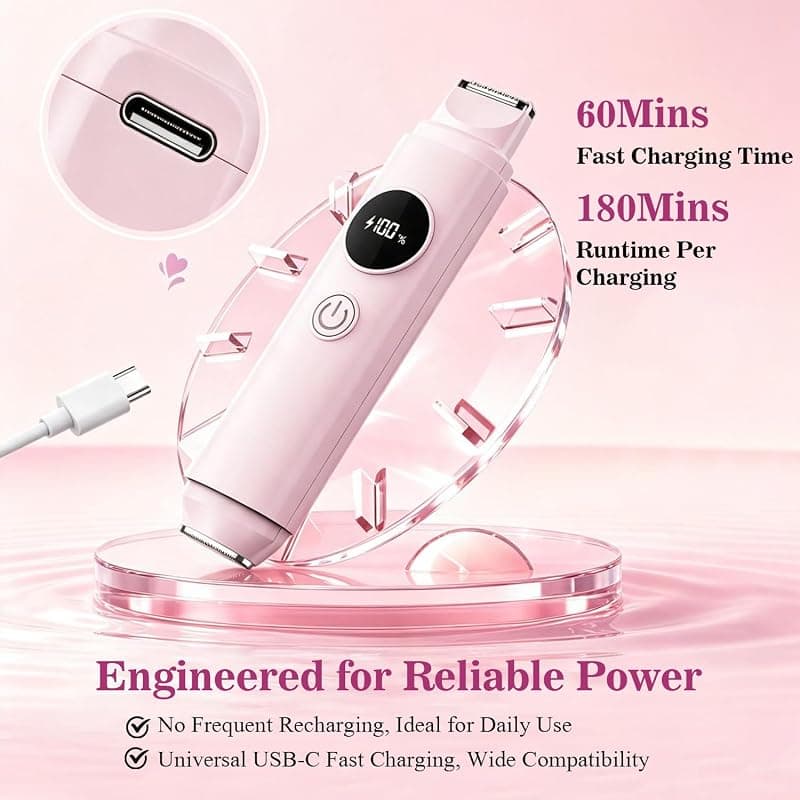 Bikini Trimmer for Women Waterproof Dual-Head Razor with LED Display and Precision Shaving Performance for Smooth Daily Grooming Care — 3 of 5