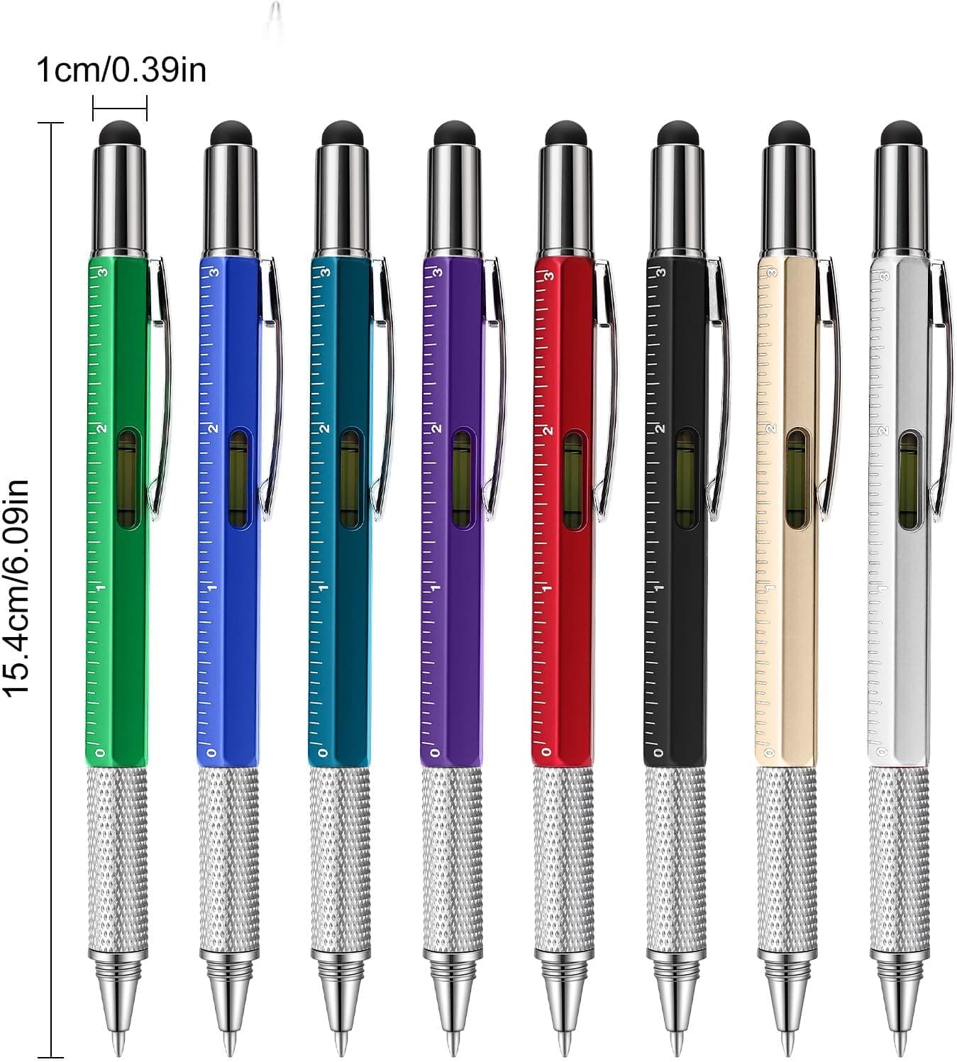 6-in-1 Multitool Ballpoint Pen with Built-In Screwdriver, Level, Ruler, Touchscreen Stylus and Ergonomic Metal Body for Everyday Carry and DIY — 3 of 5