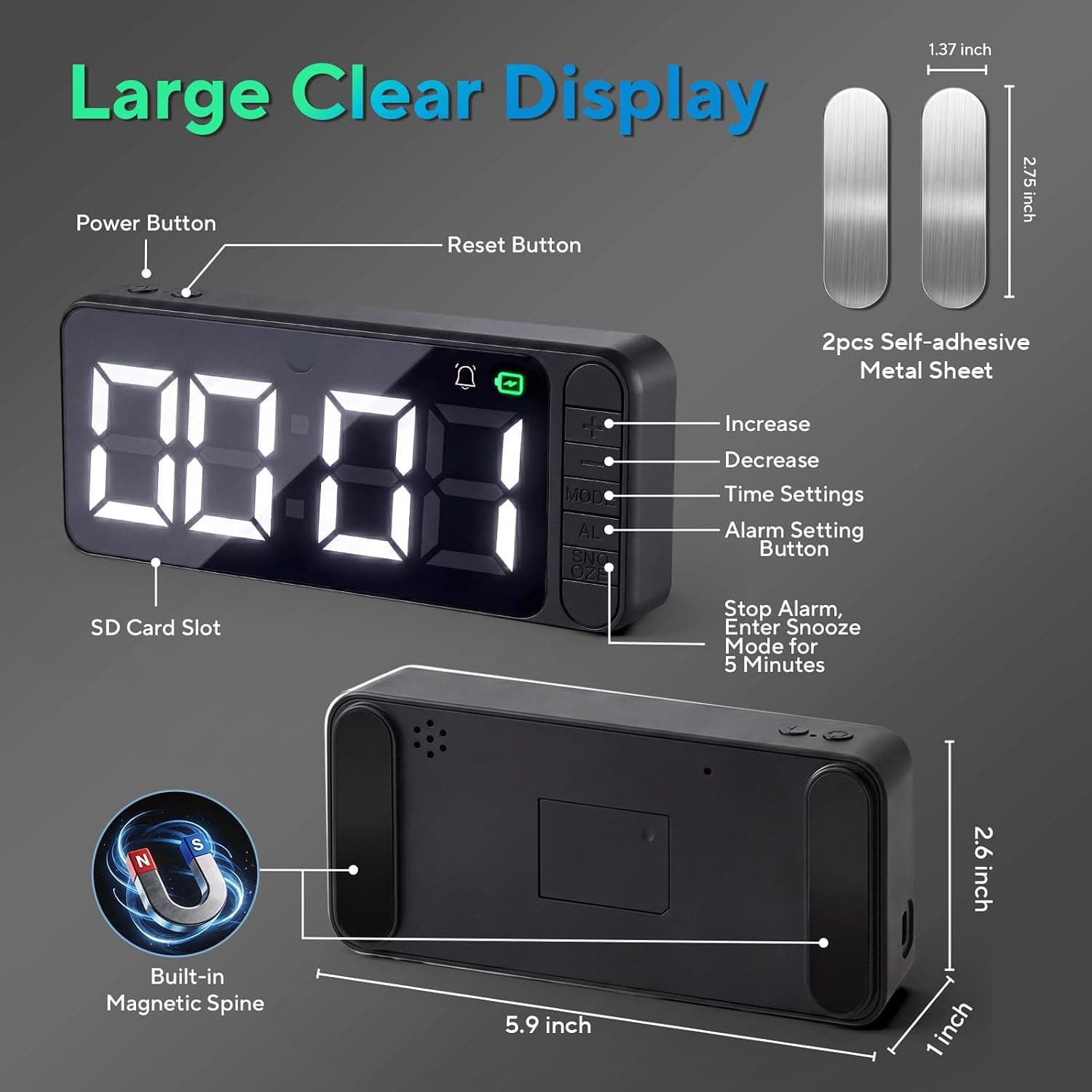 Hidden Camera Clock 4K WiFi Nanny Cam with Live Smartphone Streaming, Motion Detection Alerts, Night Vision and Loop Recording Features — 4 of 5