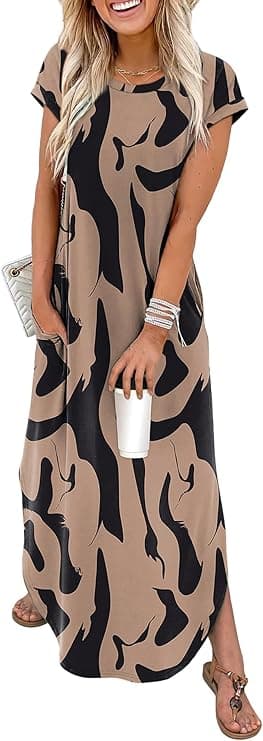 WIHOLL Summer Dresses Cap Sleeve Maxi Dress with Pockets — 1 of 5