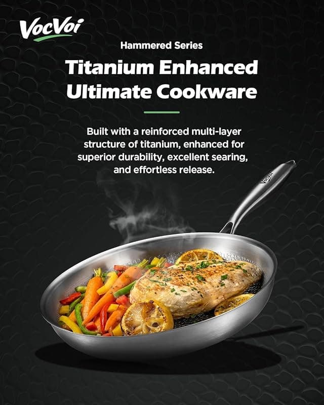 VocVoi Titanium Pans for Cooking 12-Inch Nonstick Pro Frying Cookware with Heavy-Duty Scratch-Resistant Coating and Rapid Heat Distribution — 3 of 5