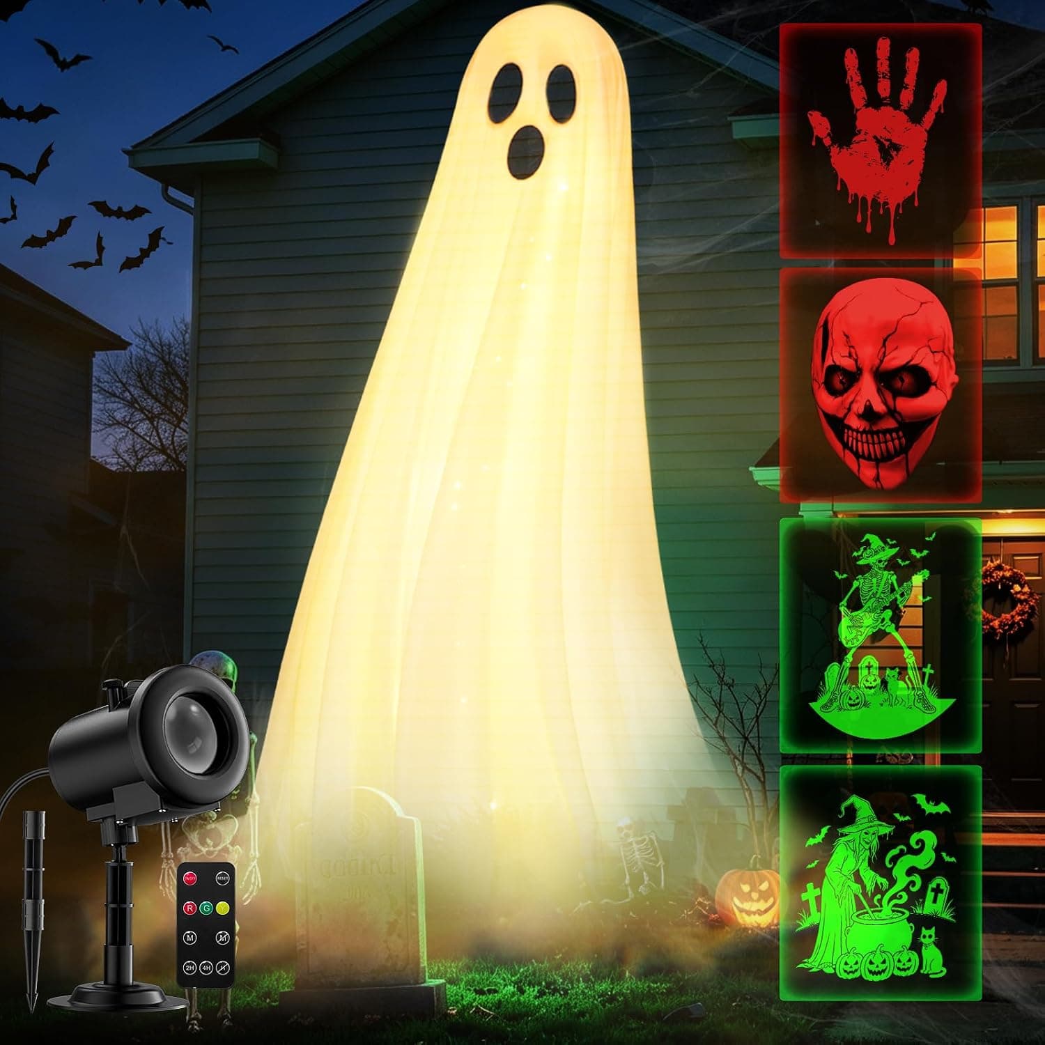12-in-1 Halloween Projector Light Featuring Holiday Slides, Remote Control, Weather-Resistant Design and Dual-Projection Display — 2 of 5