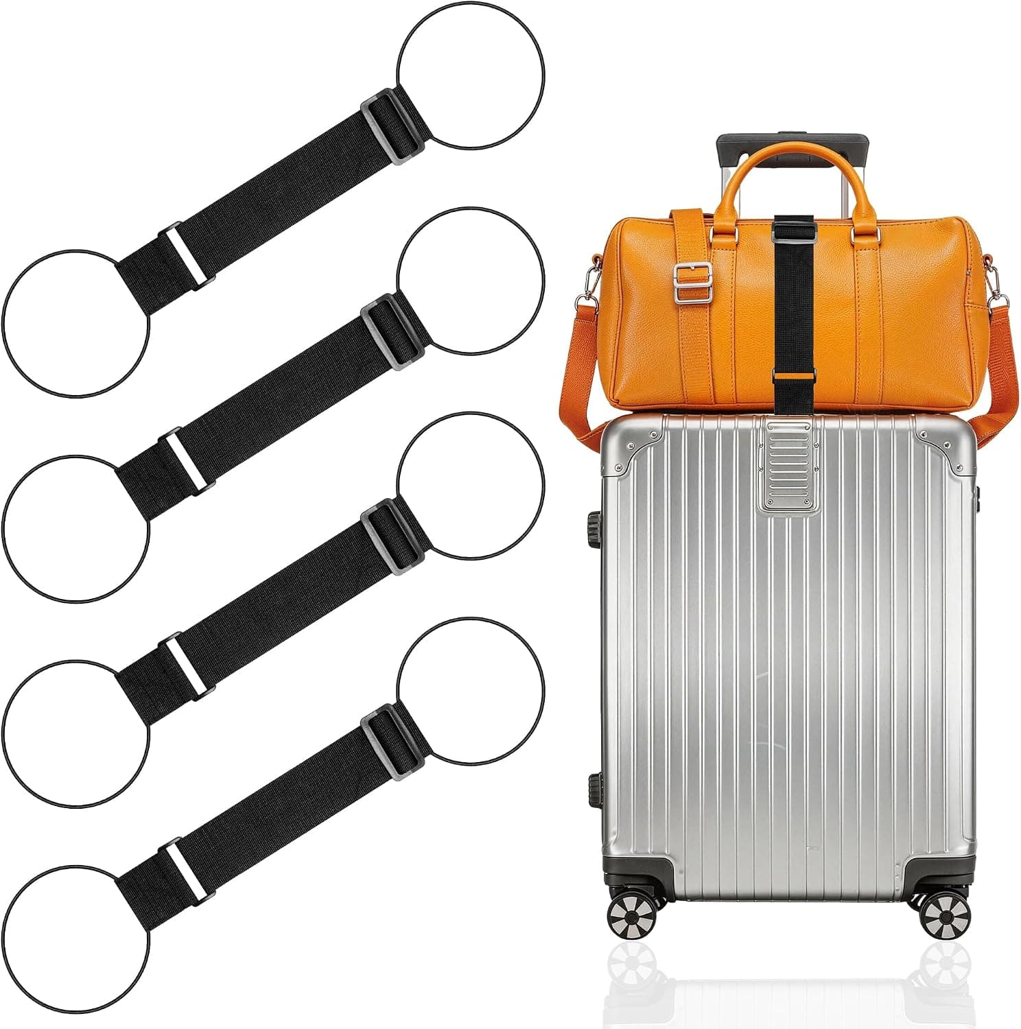 Mayski 4 Pack Adjustable Elastic Luggage Connector Straps for Suitcases with Secure Buckle Design and Heavy Duty Travel Security Features — 1 of 5