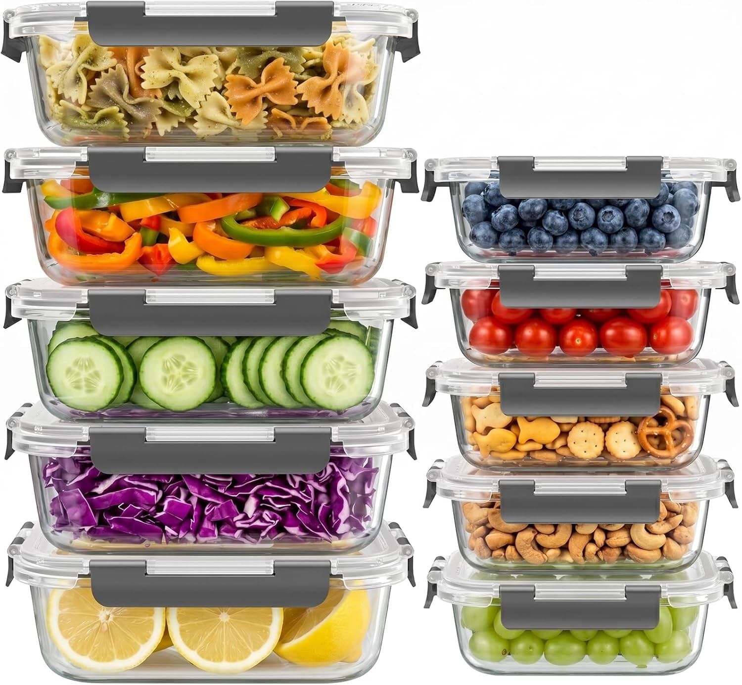 Dealusy 10-Piece Glass Food Storage Containers Set