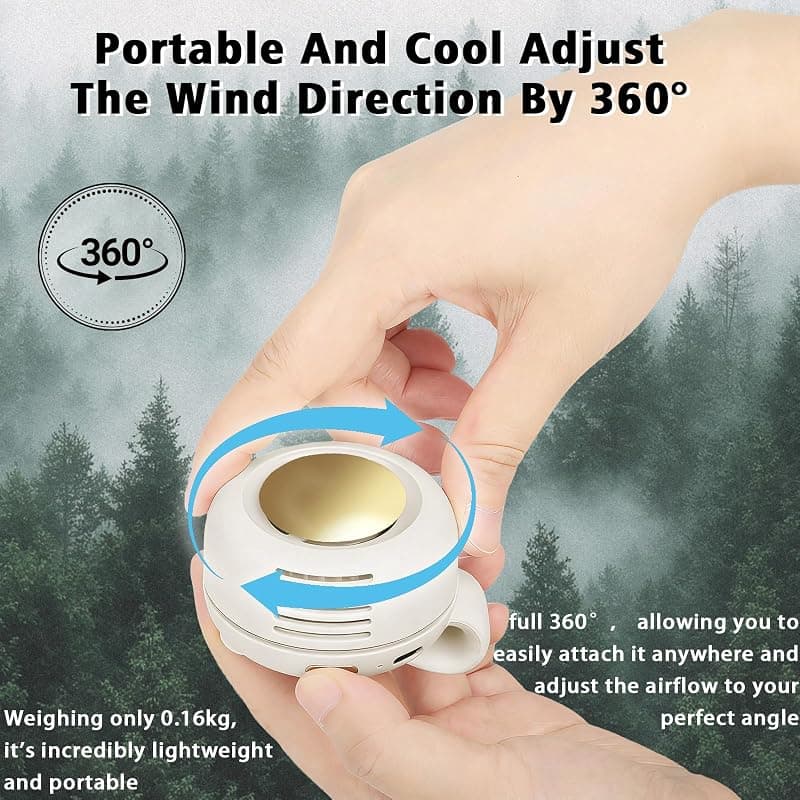 Ahuccf Portable Clip-On Fan Mini USB Rechargeable 360-Degree Rotatable Personal Fan with 3-Speed Silent Bladeless Airflow in White — 5 of 5