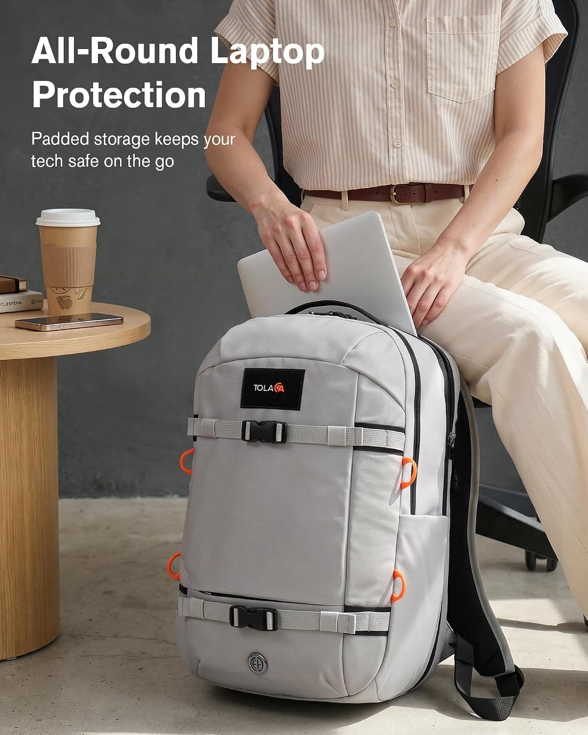 30L Travel Laptop Backpack with TSA 180-Degree Lay-Flat Design, EVA Padding for 15.6 Inch Laptops, Smart Pockets and Upright Support Base Structure — 4 of 5