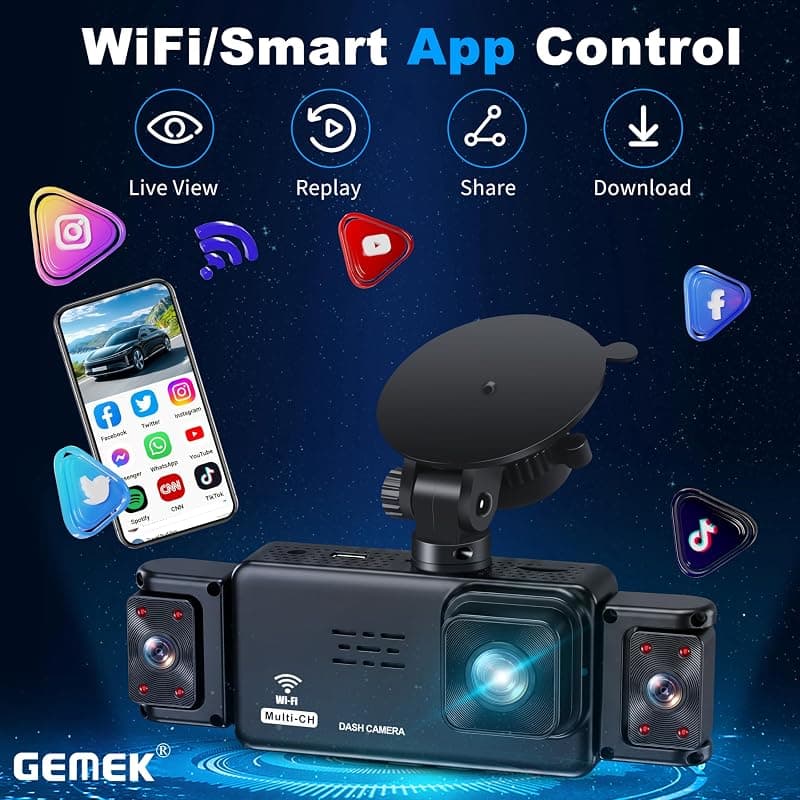 GEMEK 5 Channel Dash Cam 360° View with 5G WiFi, APP Control, Cabin Recording, Night Vision and Loop Recording for Ultimate Driving Security — 5 of 5