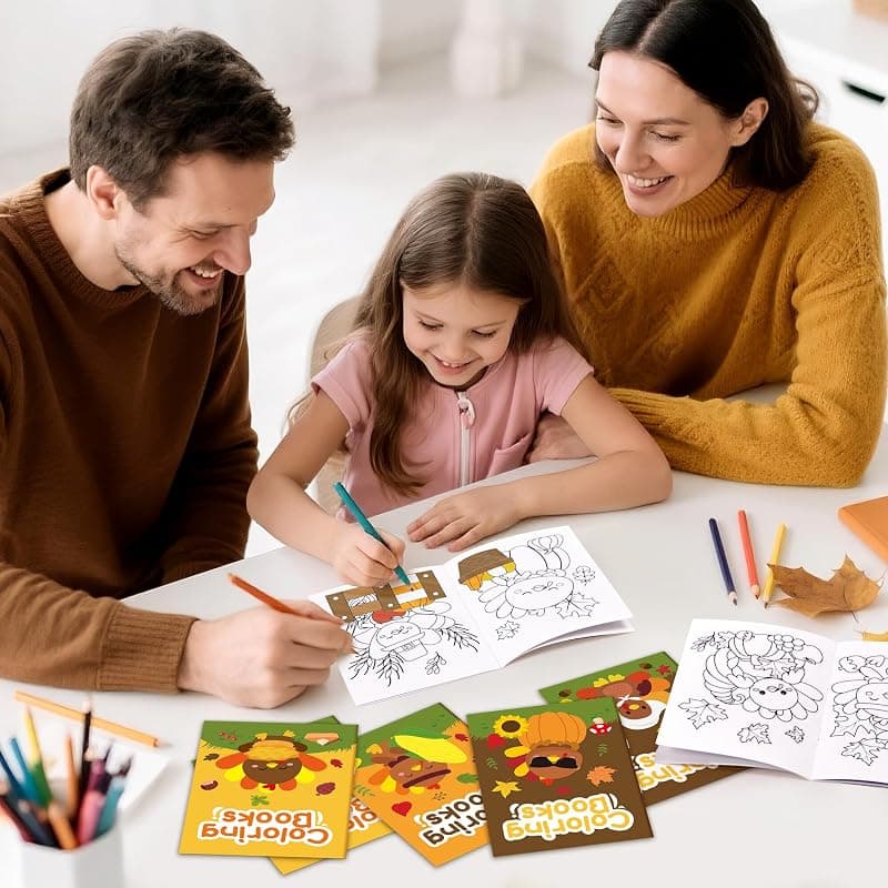 ANGOLIO 24 PCS Thanksgiving Turkey Coloring Books for Kids Bulk in 6 Fun Styles with Educational Activities and Creative Holiday Entertainment — 4 of 5