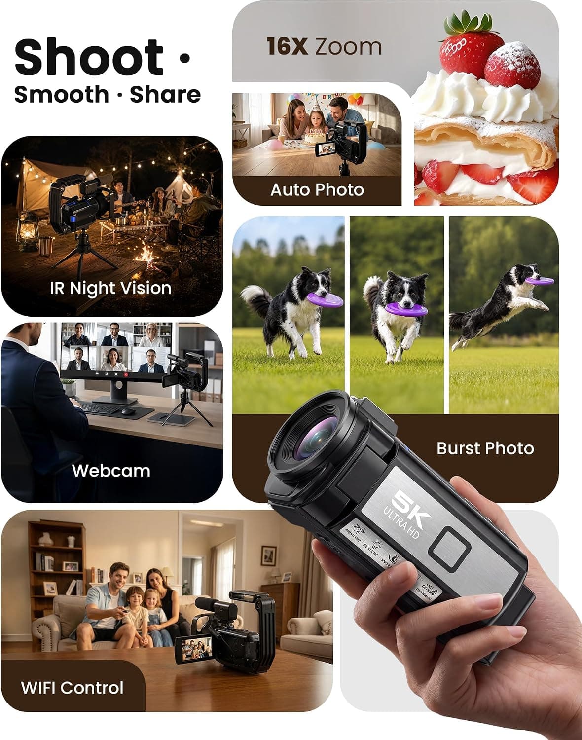 5K 64MP Digital Video Camera Camcorder with Ultra HD Resolution, High-Resolution Photo Capture, Compact Handheld Design and Zoom Capabilities — 3 of 5