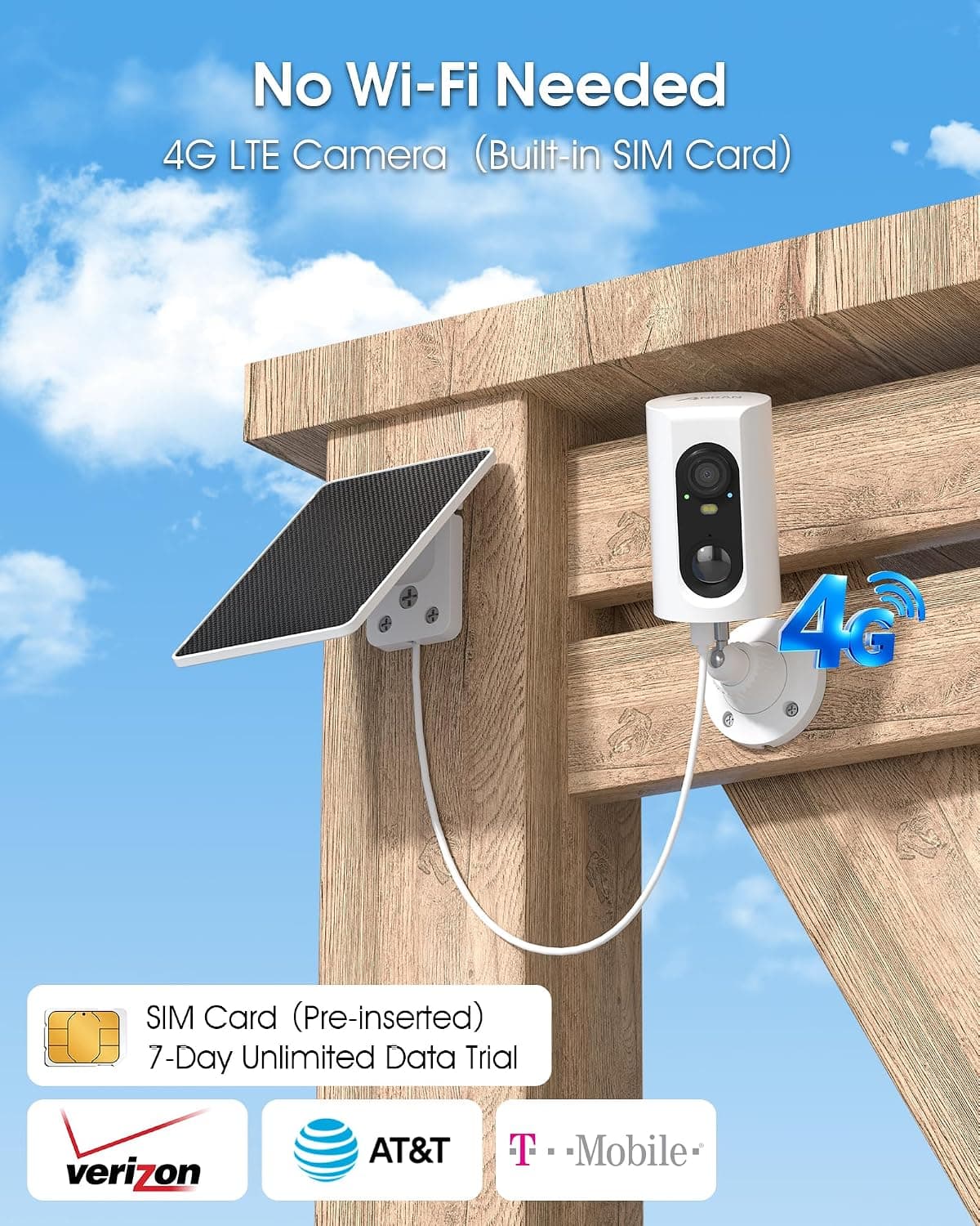 4G LTE Solar Outdoor Security Camera with Wireless Cellular Connectivity and Weatherproof Design for Reliable Home Surveillance — 2 of 5