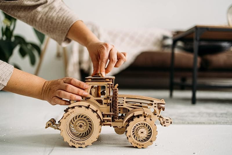 Wood Trick Tractor 3D Wooden Puzzle Kit for Adults to Build featuring Laser-Cut Mechanical Pieces and Moving Gear Mechanisms for Hobbyists — 2 of 5