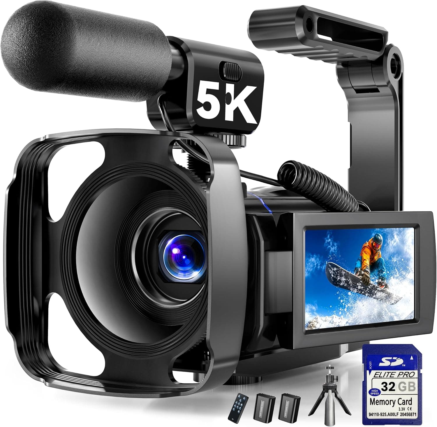 5K Video Camera Camcorder UHD 64MP Vlogging Camera with 3 Inch 270 Degree Rotatable Touch Screen IR Night Vision 16X Zoom WiFi and External Microphone — 1 of 5