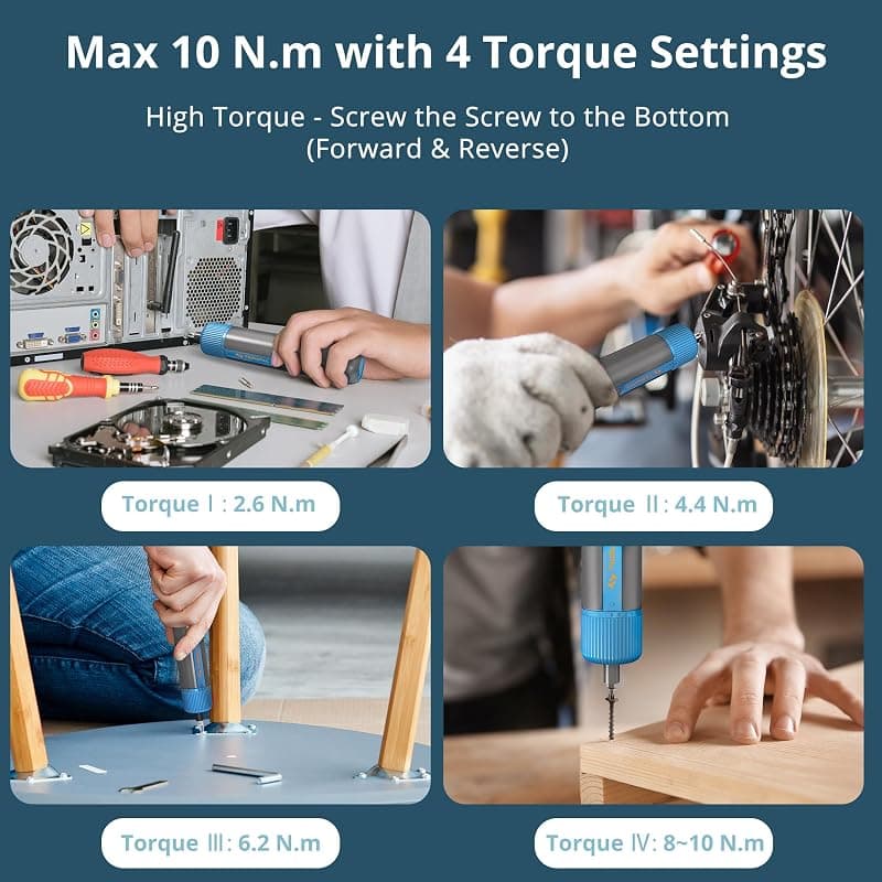 Tilswall 4V W122 Cordless Electric Screwdriver Featuring 10N.m High Torque, 260 RPM Speed, Lightweight Design and Rechargeable Battery Operation — 4 of 5