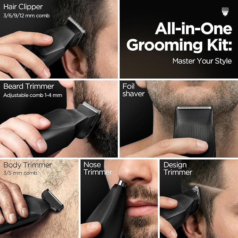 Yineel HC600 Beard Trimmer for Men All-in-One Cordless Grooming Kit Waterproof Electric Razor and Hair Clipper with Precision Blades — 2 of 5
