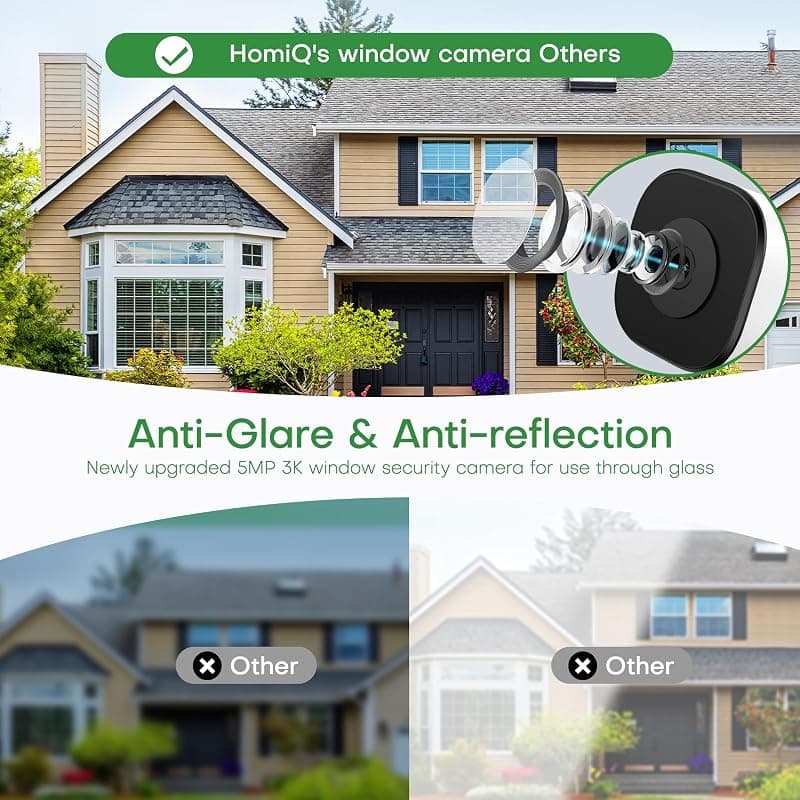 HomiQ 5MP 3K No Drill Window Security Camera with Color Night Vision, Dual-Band WiFi, Anti-Glare Glass, Motion Detection and 24/7 Recording — 2 of 5