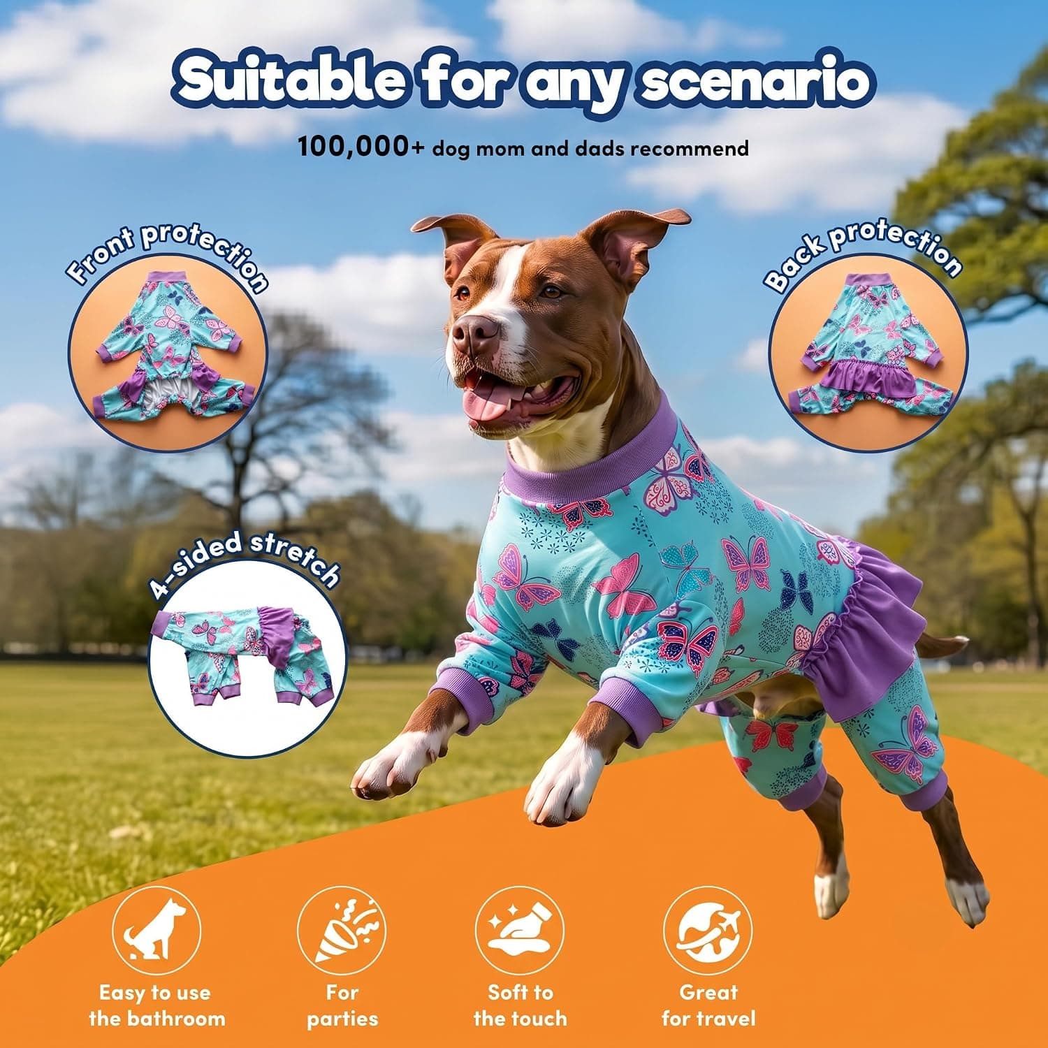 Large Dog Clothing Navy Butterfly Wings Print Comfortable Apparel with Easy Wear Design, Breathable Fabric Material and Vibrant Seasonal Styling — 5 of 5