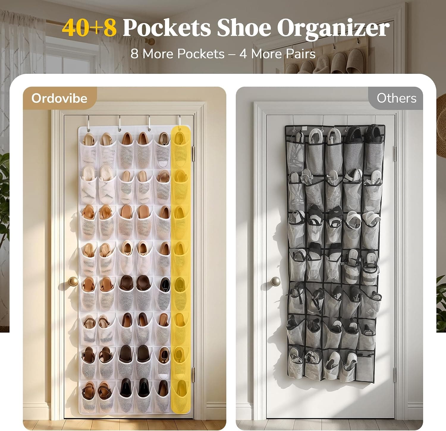 48-Pocket Over-the-Door Shoe Organizer with Clear Mesh Pockets for Easy Access and Maximum Storage Capacity in Closets, Bedrooms, and Dorm Rooms — 3 of 5