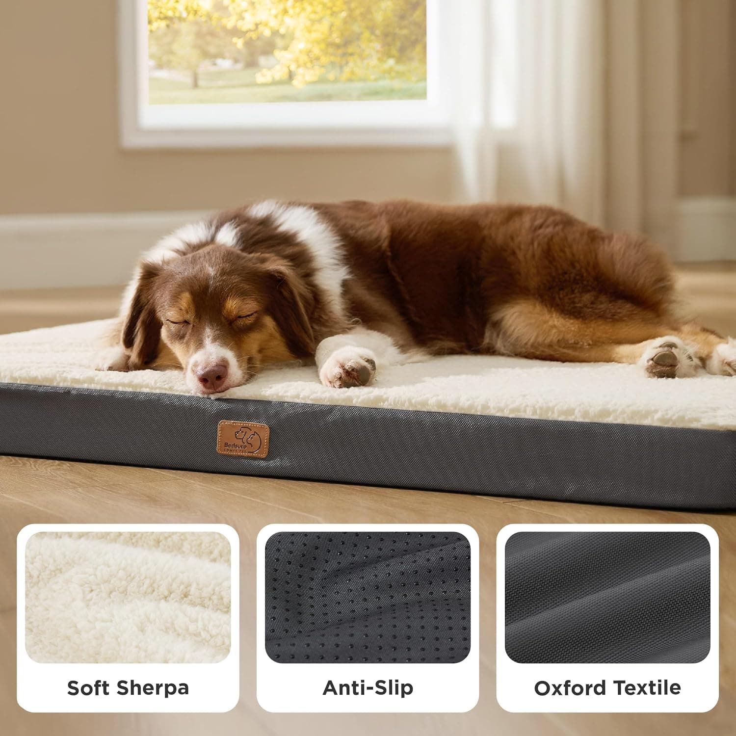 Washable Dog Bed 36x27in with Orthopedic Egg-Crate Support, CertiPUR-US Certified Foam, Machine Washable Cover and Anti-Slip Bottom — 5 of 5