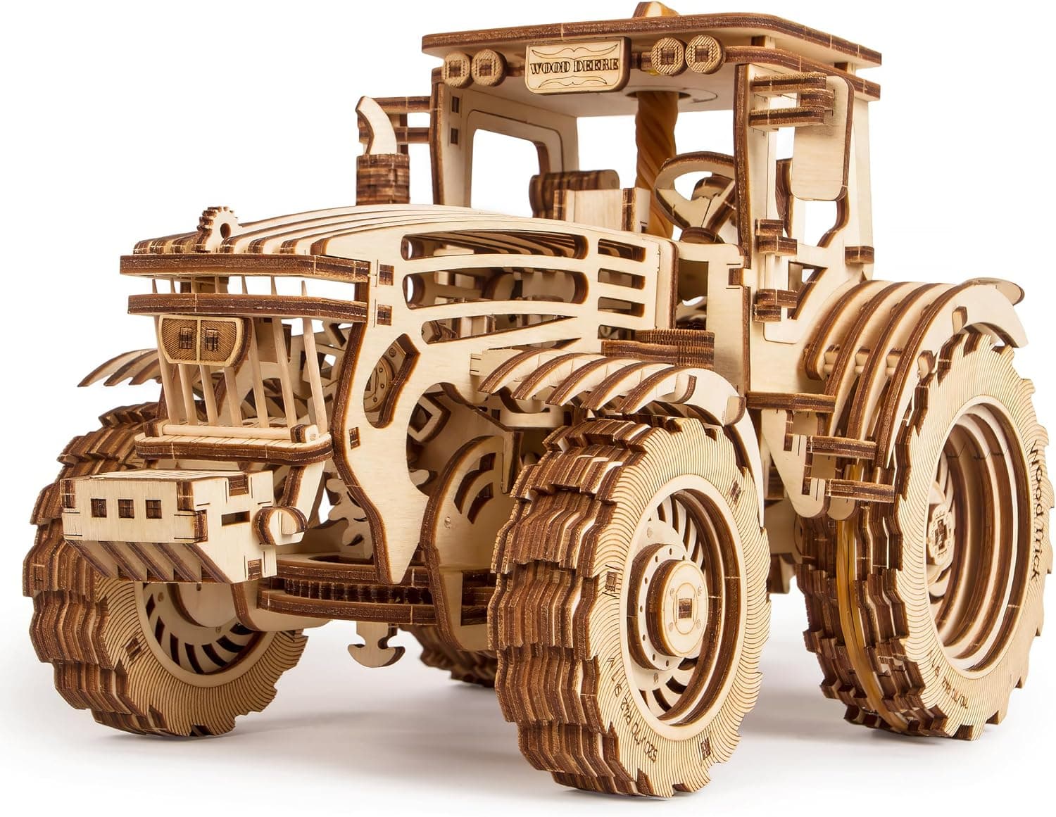 Wood Trick Tractor 3D Wooden Puzzle Kit for Adults to Build featuring Laser-Cut Mechanical Pieces and Moving Gear Mechanisms for Hobbyists — 1 of 5