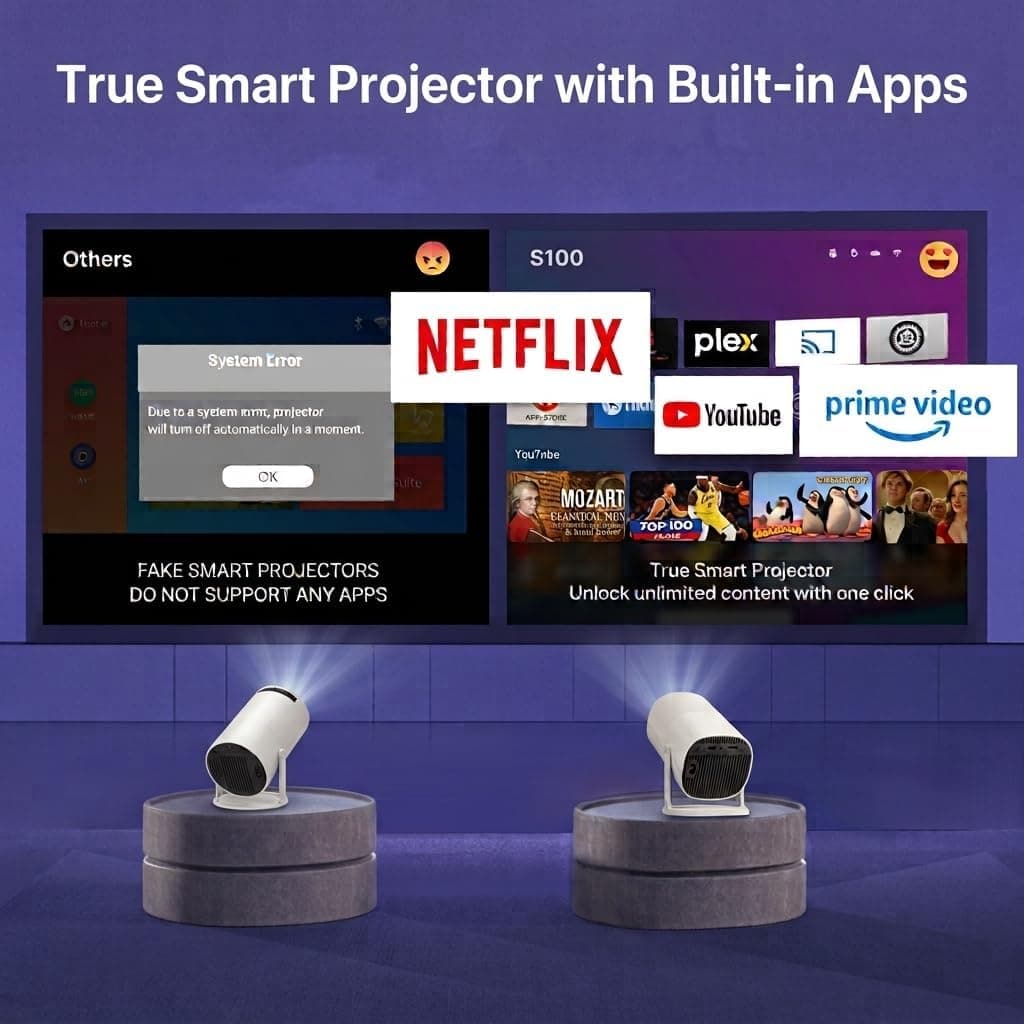 Mini Smart Projector with Officially-Licensed Apps, 500 ANSI Lumens, Built-in Speakers, Native Resolution and Portable Design for Movie Nights — 2 of 5