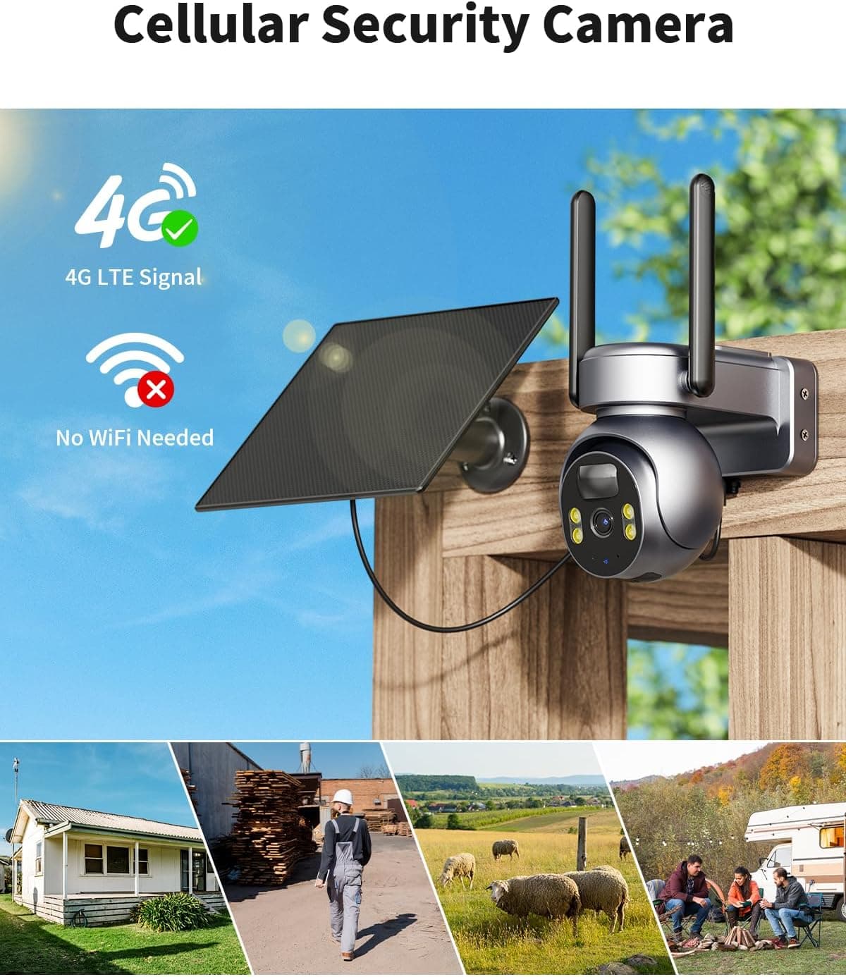 4G LTE Cellular Outdoor Security Camera 2K with Crystal Clear Resolution, Motion Detection and Night Vision for Complete Home Property Protection — 2 of 5