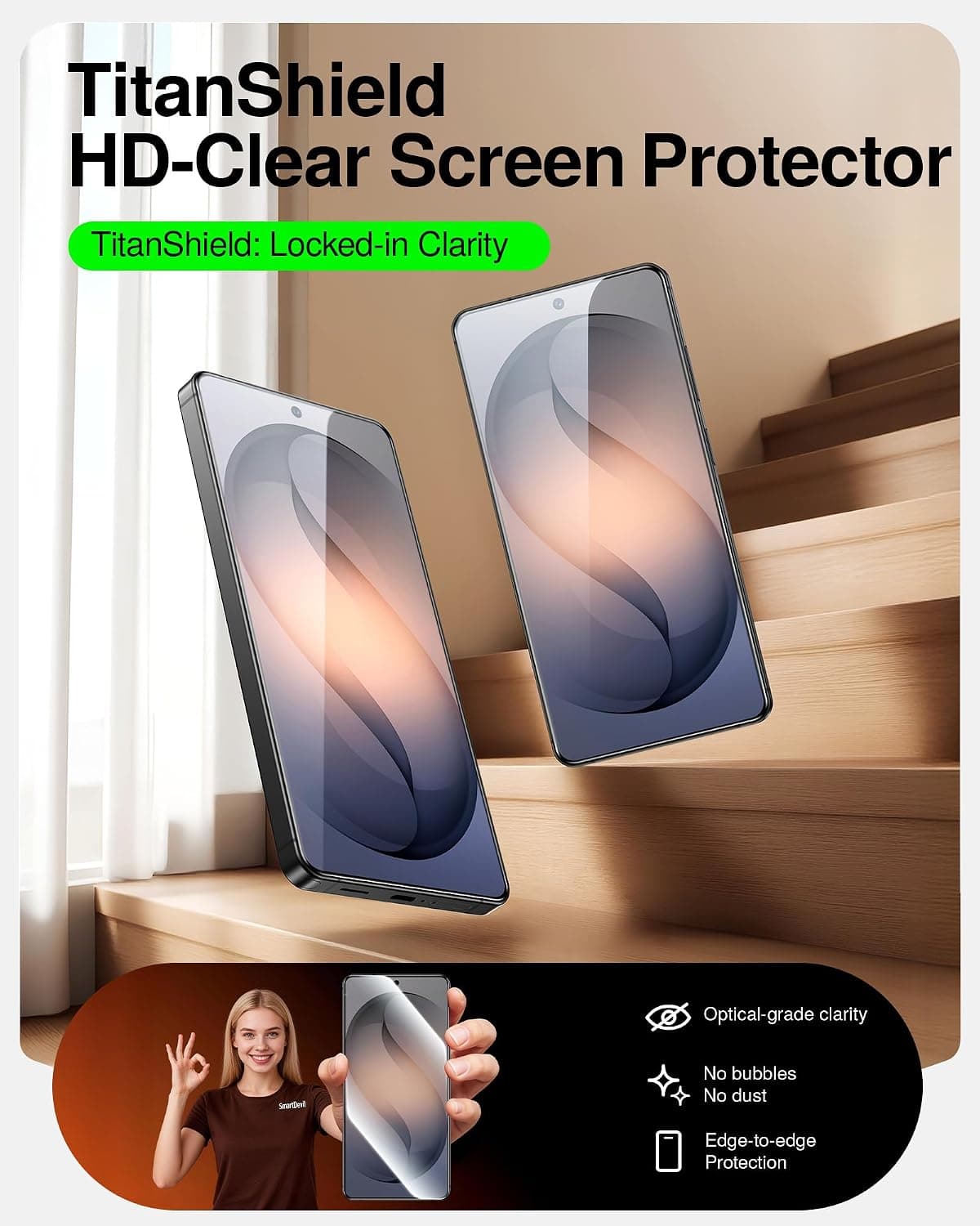 Smartdevil HD Clear Screen Protector for Samsung Galaxy S26 Plus with 3 Pack Coverage, Automatic Alignment Tray, Bubble-Free Installation and Dust — 2 of 5