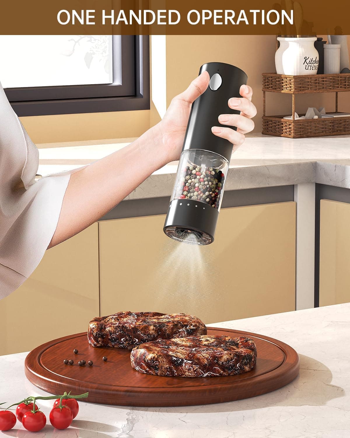 Circle Joy Rechargeable 6-Level Electric Salt and Pepper Grinder Set with USB Cable Fast Charging and Automatic Operation — 2 of 5