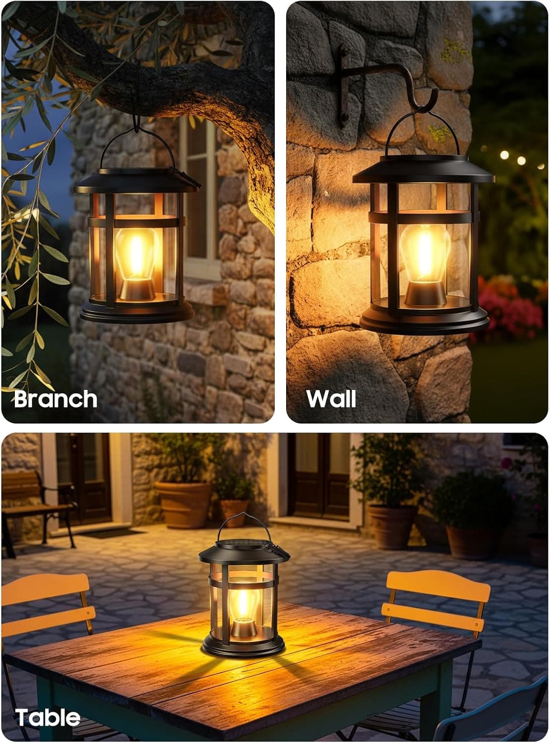 Bonlion 800mAh Solar Waterproof Hanging Lanterns 2-Pack Made of High-Strength ABS Plastic with IP65 Weatherproof Level and Sturdy Outdoor Design — 5 of 5