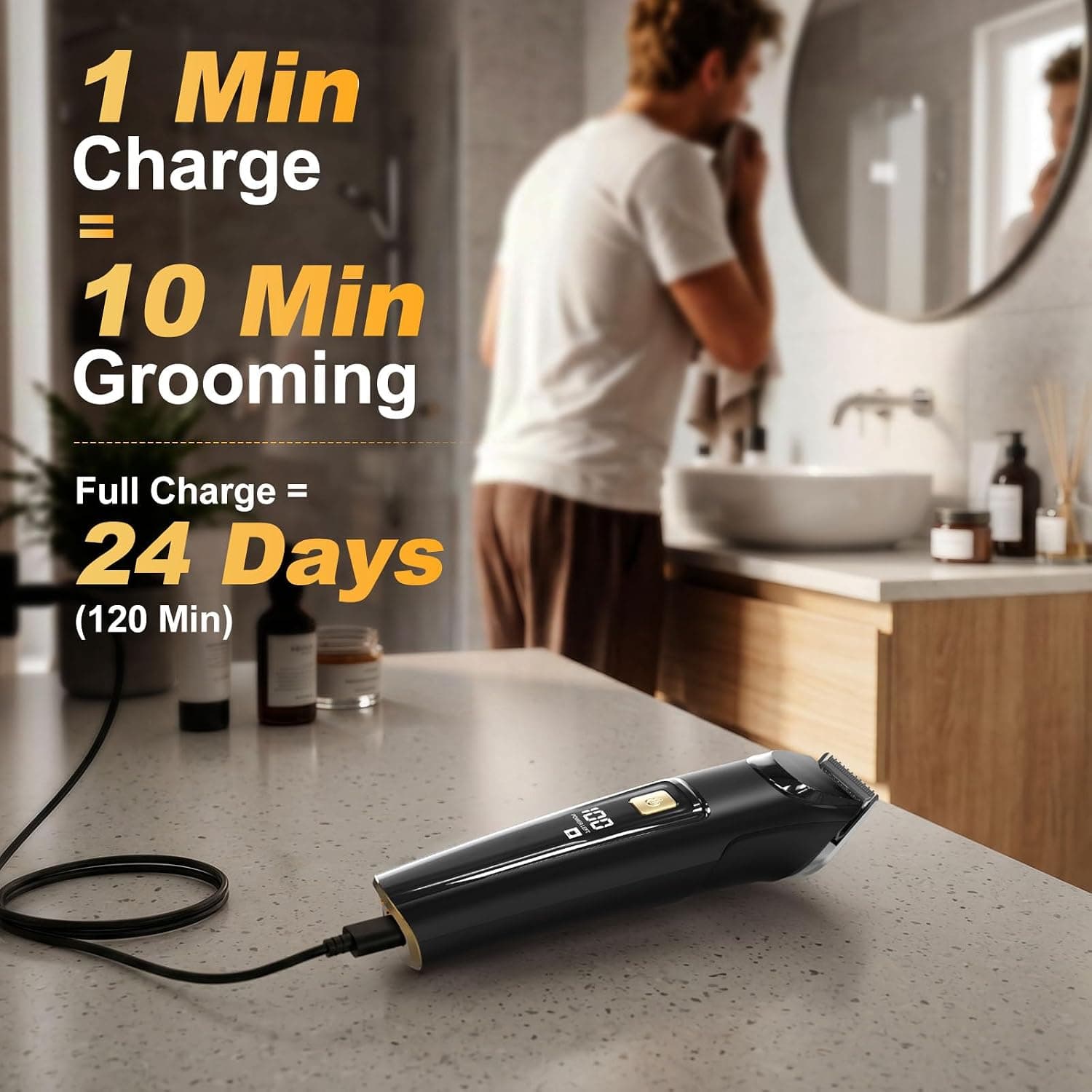 RICAF TC-022 4-in-1 Fast Charging Beard Trimmer Kit with Multiple Precision Heads for Beard, Mustache, Hair, Nose, Ear, and Body Grooming — 5 of 5