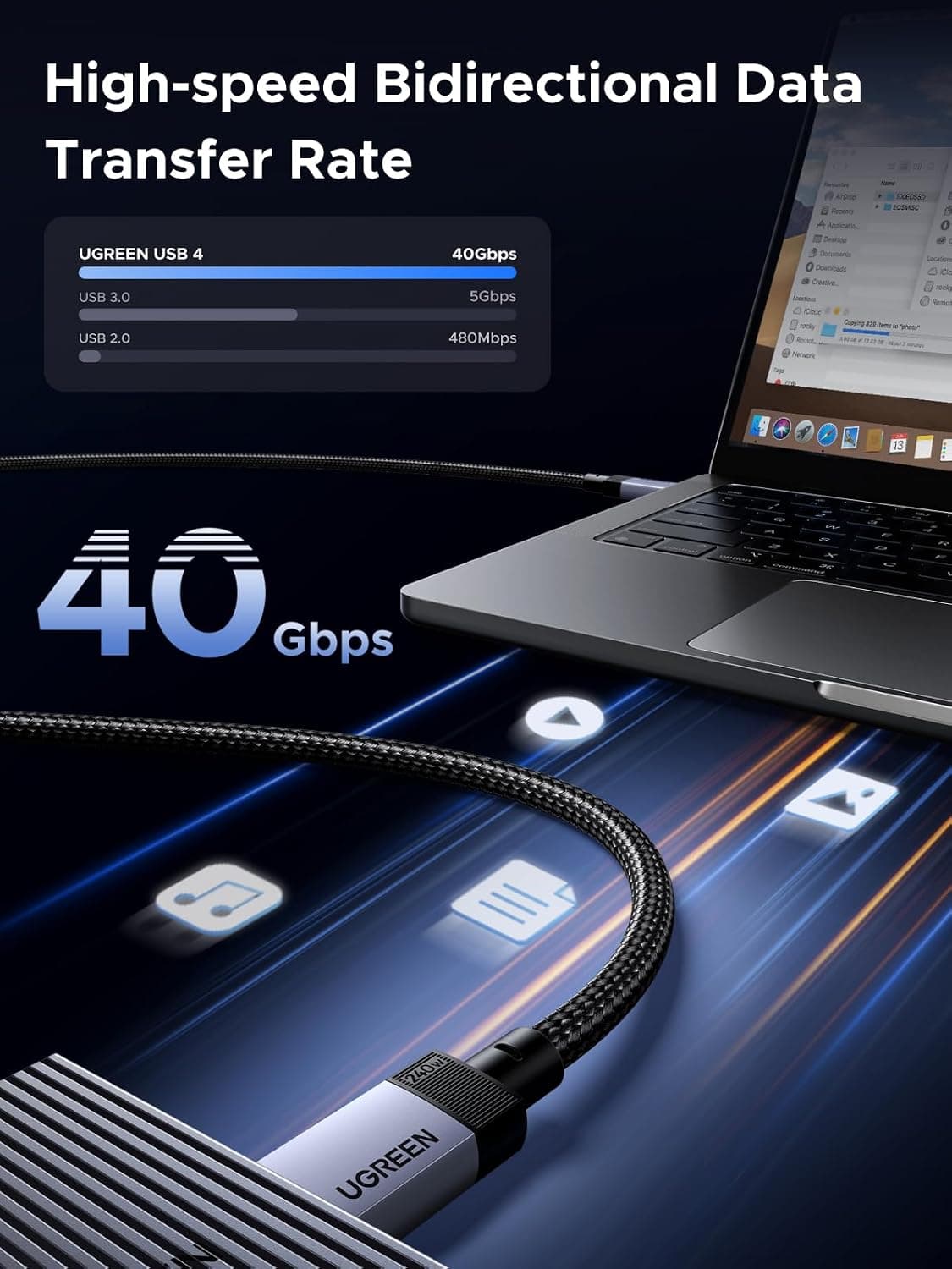 UGREEN 3.3 Feet 240W USB-C to USB-C Fast Charging Cable with PD 3.1 Technology, Backward Compatibility, and Durable Design for Laptops and Smartphones — 2 of 3
