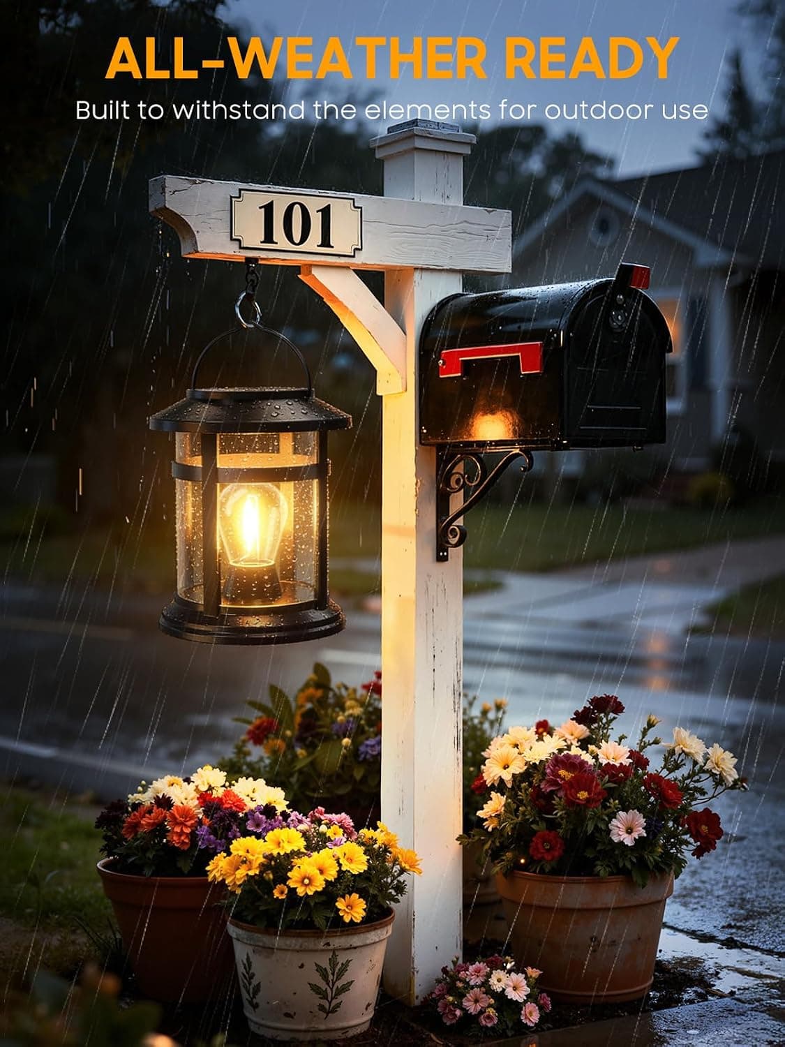 Bonlion 800mAh Solar Waterproof Hanging Lanterns 2-Pack Made of High-Strength ABS Plastic with IP65 Weatherproof Level and Sturdy Outdoor Design — 4 of 5