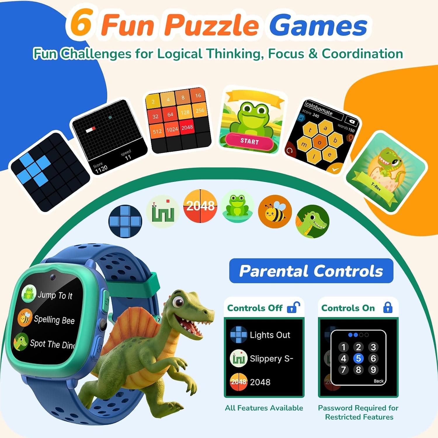 Gydom Kids Smart Watch with Camera, Games, Pet Pedometer, Long Battery Life, IP68 Waterproof and Interchangeable Bands in Blue for Ages 4-12 — 3 of 5