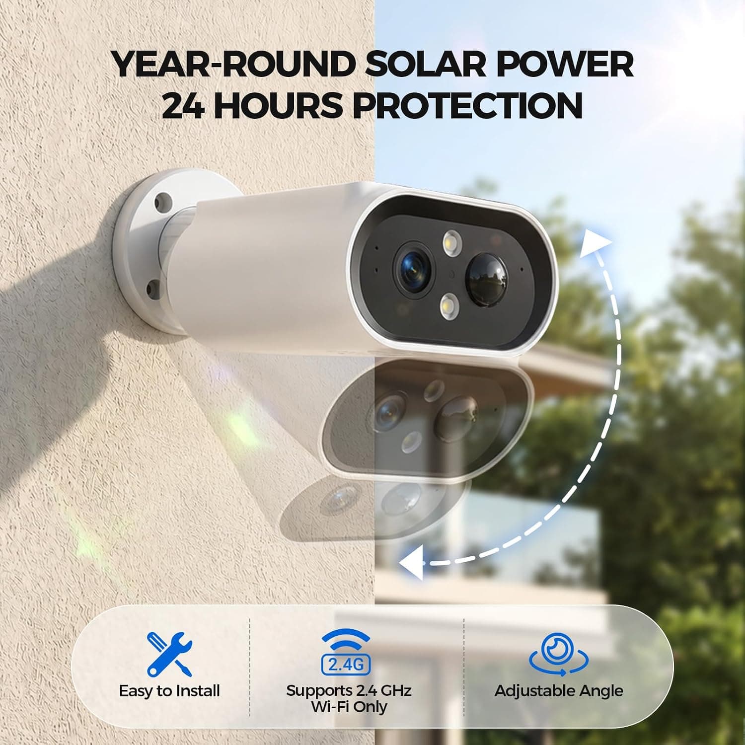 AlkiVision 2K 360-Degree Night Color Vision Solar Wireless Security Camera with 5000mAh Battery and Included Solar Panel for Outdoor Home Security — 5 of 5