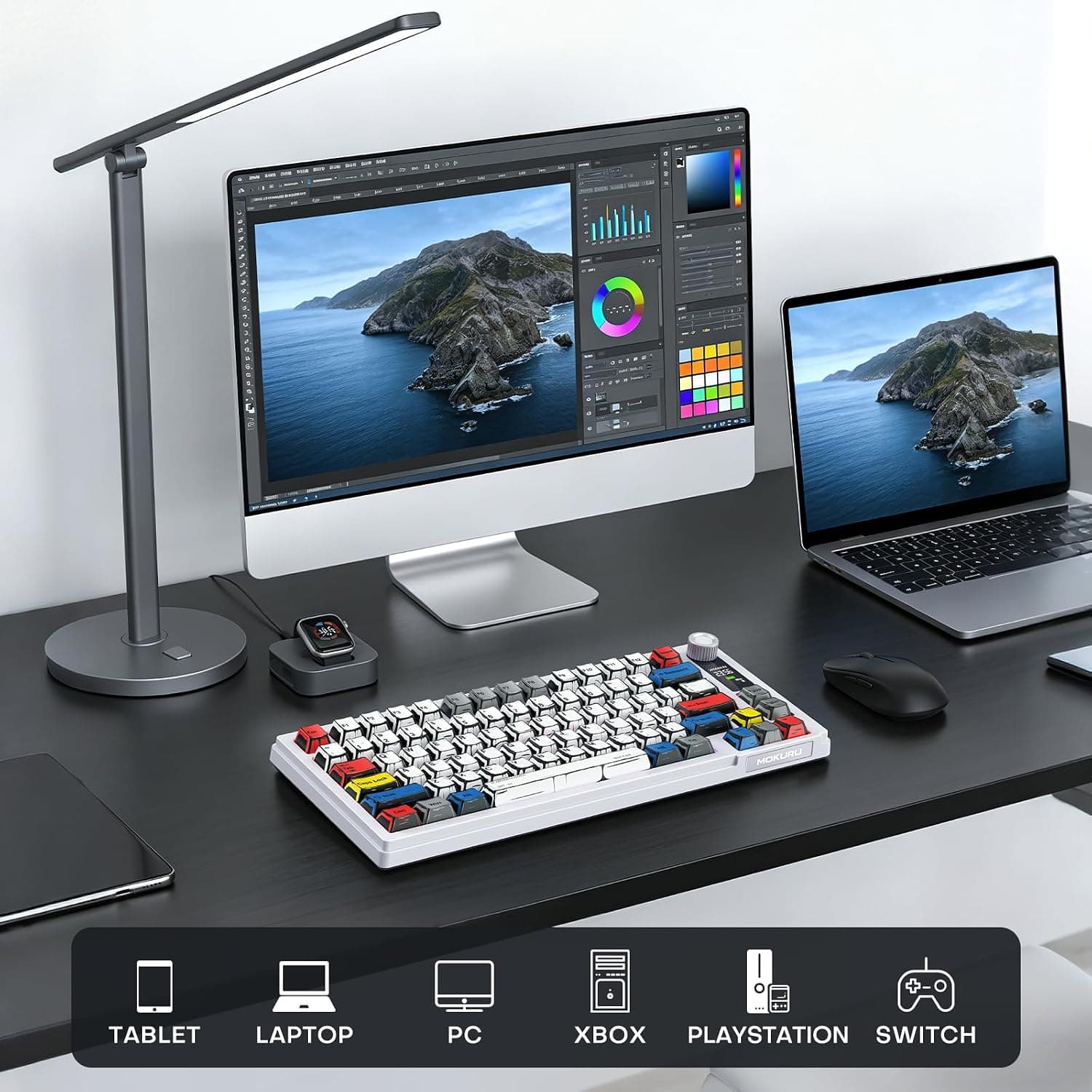MOKURU 75% Wireless Mechanical Keyboard with Hot-Swappable Switches, Intelligent LCD Display, Volume Knob, RGB Lighting and 4000mAh Battery — 5 of 5