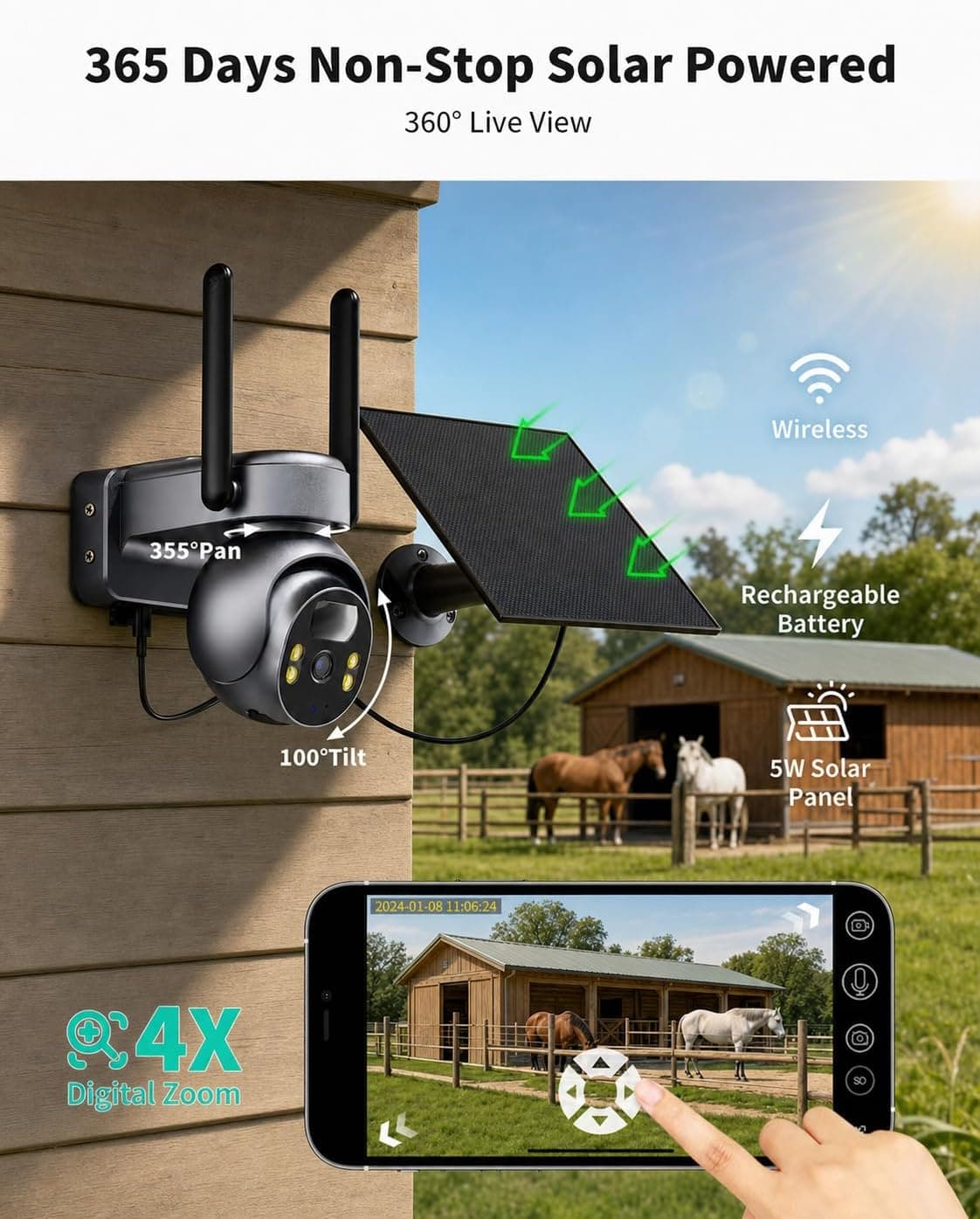 4G LTE Cellular Outdoor Security Camera 2K with Crystal Clear Resolution, Motion Detection and Night Vision for Complete Home Property Protection — 4 of 5