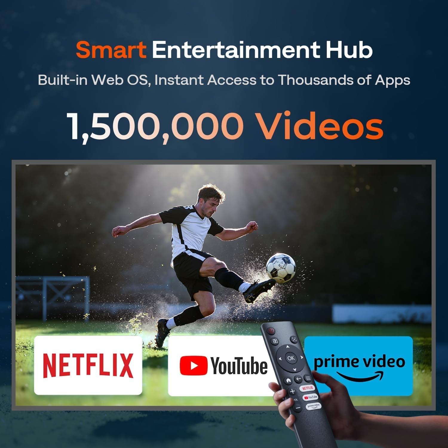 Mini Smart Projector with Officially-Licensed Apps, 500 ANSI Lumens, Built-in Speakers, Native Resolution and Portable Design for Movie Nights — 3 of 5