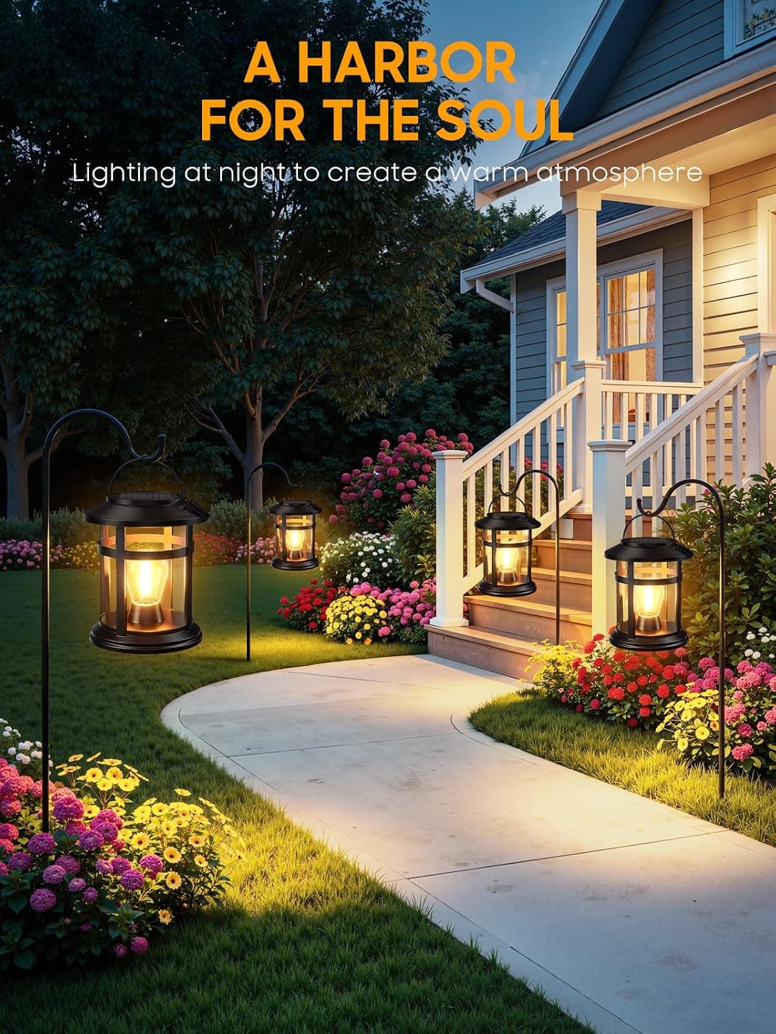 Bonlion 800mAh Solar Waterproof Hanging Lanterns 2-Pack Made of High-Strength ABS Plastic with IP65 Weatherproof Level and Sturdy Outdoor Design — 3 of 5