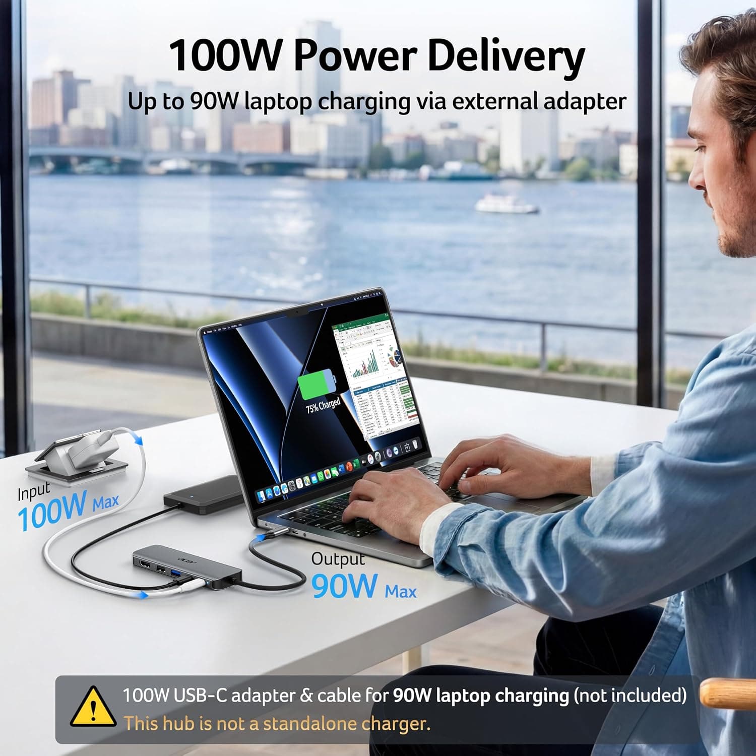 Acer 5-in-1 5Gbps USB-C Hub with 100W Power Delivery, 5 Versatile Ports, Fast Data Transfer Speeds, and Reliable High-Speed Laptop Charging — 4 of 5