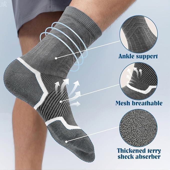 Merino Wool Hiking Crew Socks 2-Pack with Moisture Wicking Breathable Fabric, Targeted Arch Support, Shock-Absorbing Cushioning and 6-Month Wear-Out — 3 of 5
