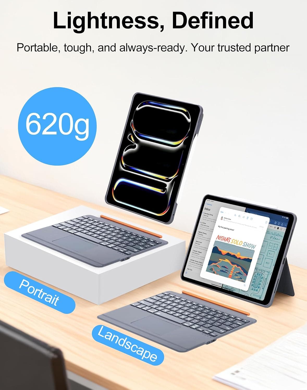 Magnetic iPad Case with Keyboard and Stylus Pen featuring Responsive Precision Trackpad, 7-Color Backlit Keys and Adjustable Viewing Angles — 4 of 5