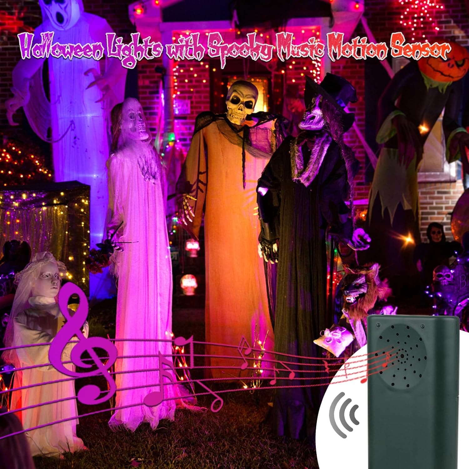 Battery-Operated Halloween Lights Featuring Motion-Activated Illumination, Music Sync Technology and Spooky Lighting Modes for Holiday Parties — 5 of 5