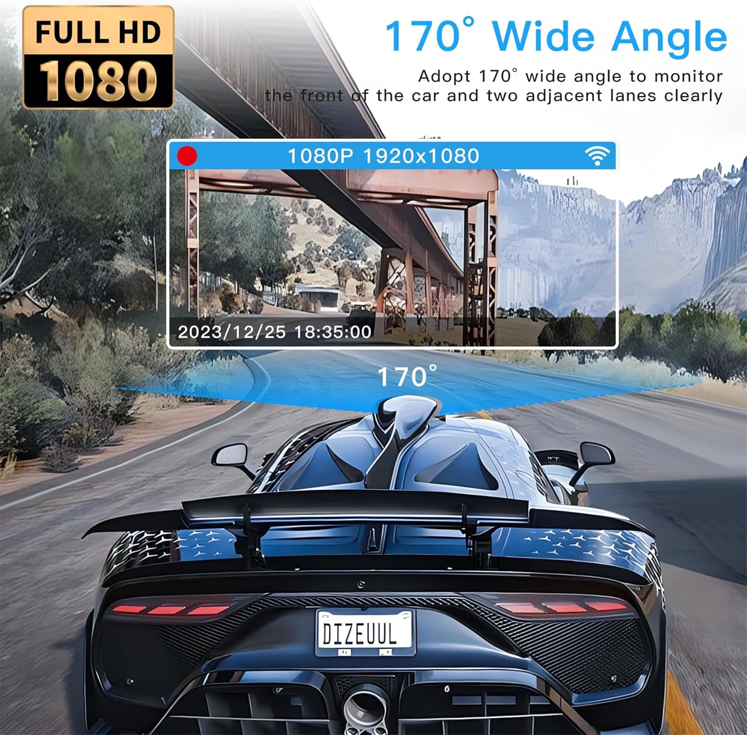 LOFOV 4-Channel 360-Degree Dash Cam with Wi-Fi App Control, 24-Hour Radar Parking Monitoring, Super Night Vision and Included 64GB Memory Card — 5 of 5