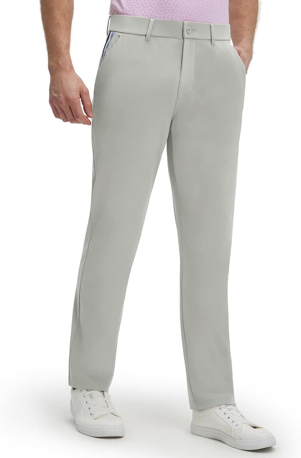 Mens Golf Stretch Dress Pants with Quick-Drying Lightweight Comfort Fabric, Elasticated Waistband, Four Pockets and Tailored Straight Leg Fit Options