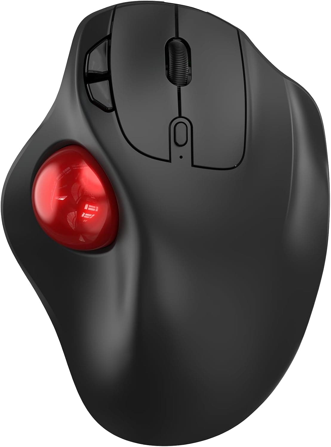 Wireless Trackball Mouse with 30-Degree Ergonomic Tilt, 5 Adjustable DPI Settings, and Smooth Precision Optical Tracking in Red Finish