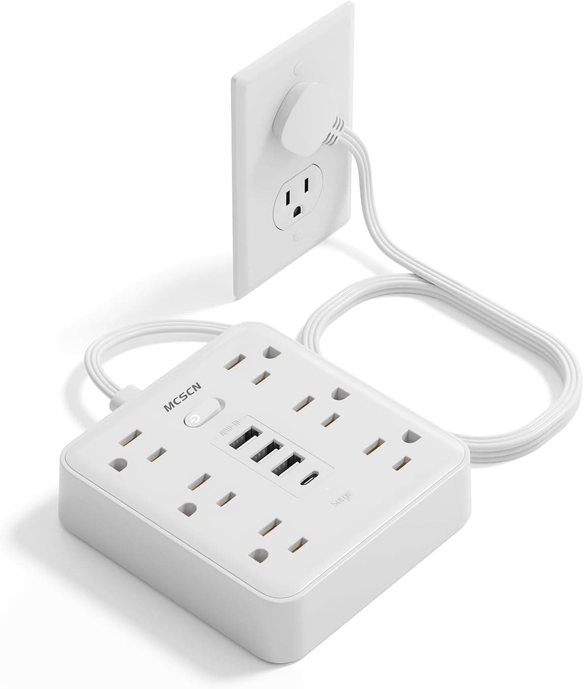 Surge Protector Power Strip with 6 AC Outlets and 4 USB Charging Ports for Home Office Desk Entertainment Center and Desktop Power Management — 1 of 4