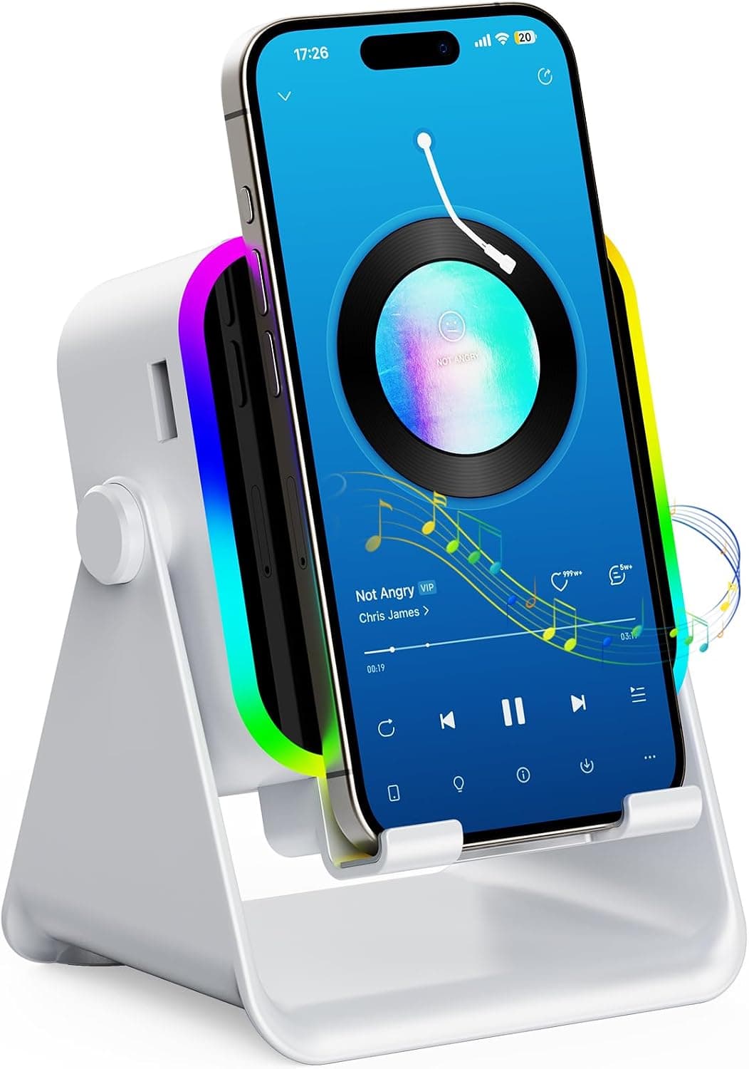 Wireless Induction Bluetooth Speaker with Stand Featuring Hands-Free Audio Playback and Universal Smartphone Compatibility for Desk and Home Use — 1 of 4